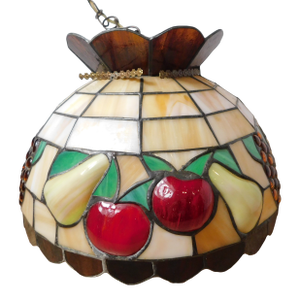 Vintage Slag Glass Pendant Light Fruit Motif
