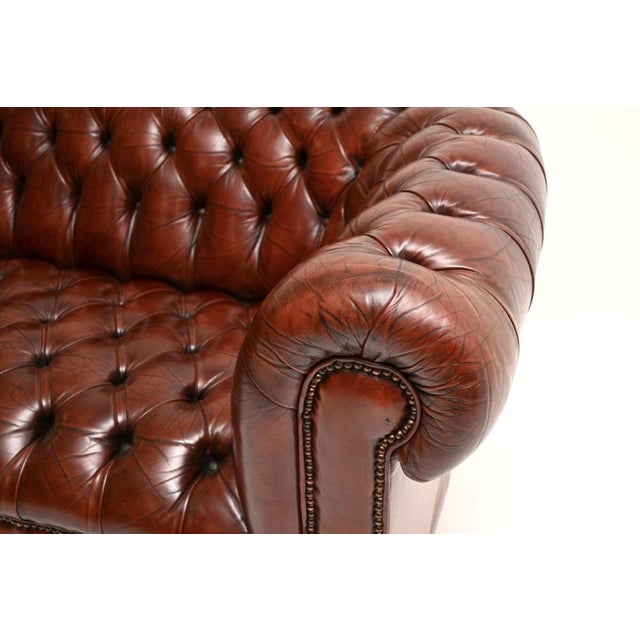 Antique Deep Buttoned Leather Chesterfield Sofa, 1950 For Sale - Image 9 of 11