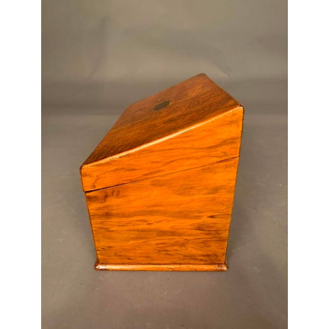 Antique English Burl Walnut Writing Box / Document Chest With Quill Compartment, Circa 1820 For Sale - Image 9 of 17