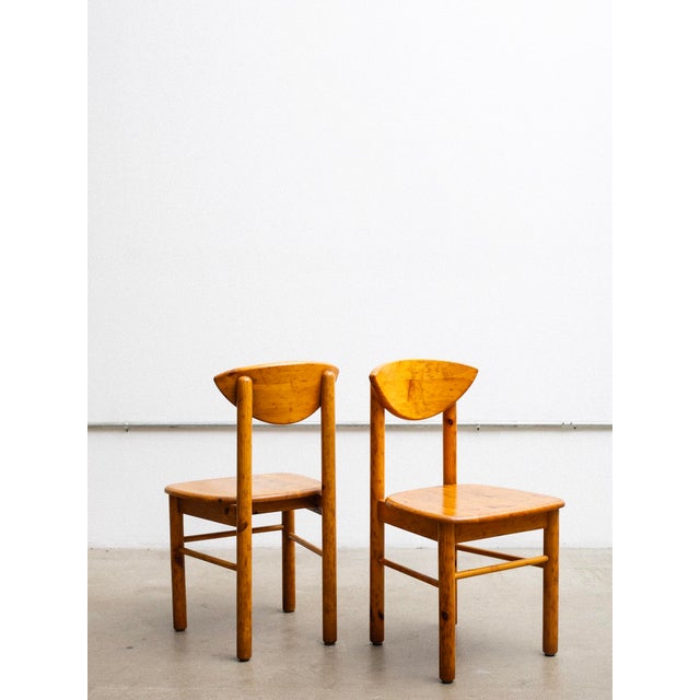 Solid Pine Dining Chairs Attributed to Rainer Daumiller - A Pair For Sale - Image 4 of 12