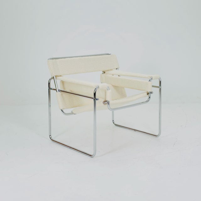 Mid-Century B3 Wassily Armchair in White Teddy Fabric by Marcel Brauer, Italy, 1990s For Sale - Image 11 of 11