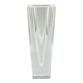 Vintage Orrefors Sweden “Odyssey” Clear Crystal Bud Vase With Faceted Corners. Designed by Lars Hellsten C. 1990’s For Sale