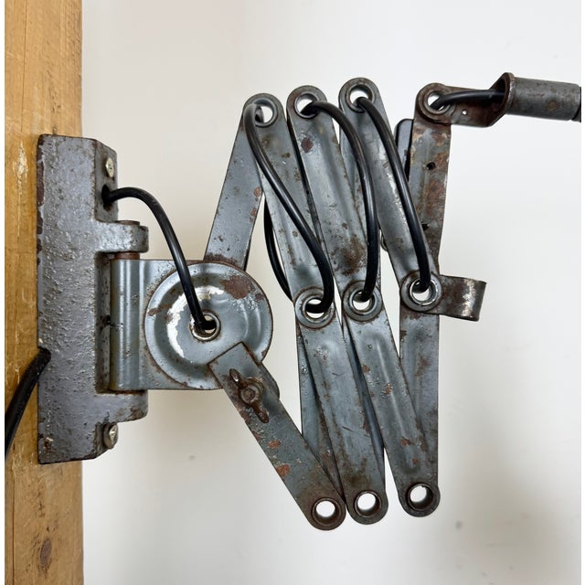 Grey Industrial Scissor Wall Lamp from Elektroinstala, 1960s For Sale - Image 11 of 16