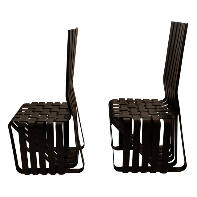 Pair American Modernist "High Sticking" Black Chairs Frank Gehry for Knoll 1992 For Sale - Image 9 of 14