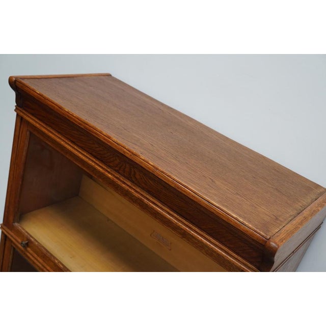 Brown German Oak Bookcase with Folding Doors in style of Globe Wernicke, 1900s For Sale - Image 8 of 18