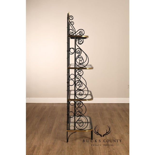 Morecraft French Country Style Wrought Iron And Glass Étagère For Sale - Image 9 of 18