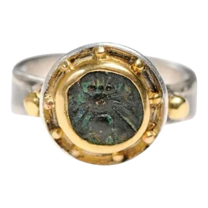 Antique Ancient Bronze Ephesus Bee Coin Ring Size 9