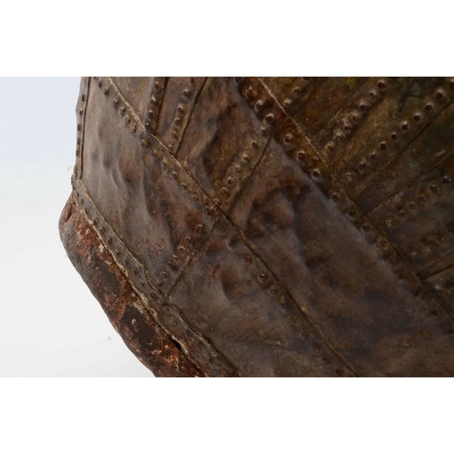 Burnt Umber 20th Century Steel Riveted Indian Grain Scale Vessel or Pot For Sale - Image 8 of 17