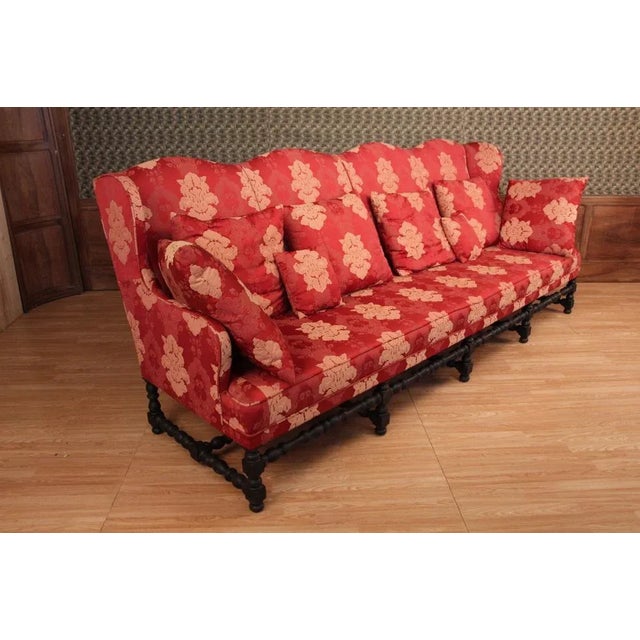 Huge louis XIII style sofa with these cushions, all in very good condition, (only a small hole reported on the seat) Blood...