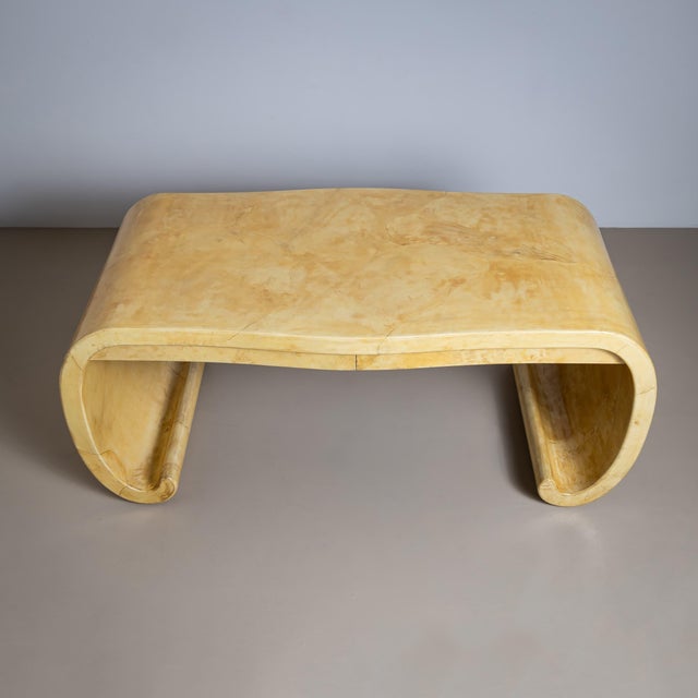 Karl Springer Parchment-Covered Desk, Attributed to Karl Springer, 1960-80s For Sale - Image 4 of 8