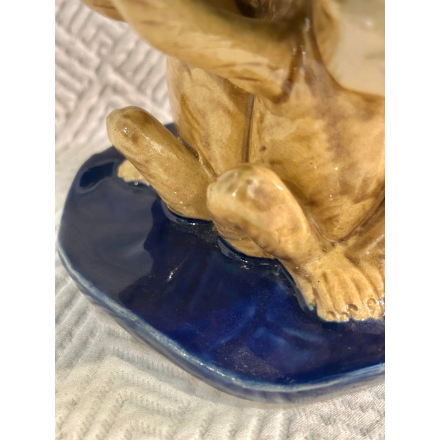 Vintage Majolica Style 3 Monkeys Holding a Lily Pad Compote or Shallow Dish For Sale In New Orleans - Image 6 of 9