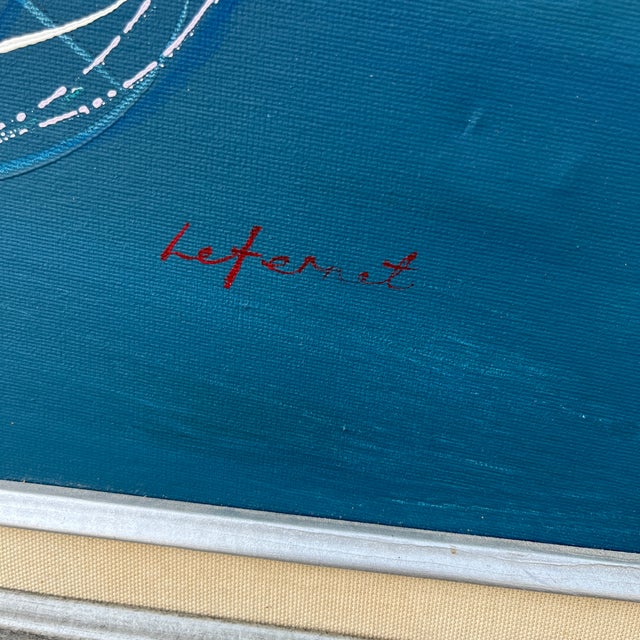 Wood Post Modern Abstract Wall Art Painting Framed and Signed by the Artist. Circa 1980s For Sale - Image 7 of 17
