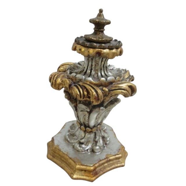 French 1990s Italian Gold Silver Gilt Regency Plum Finial Sculpture For Sale - Image 3 of 9