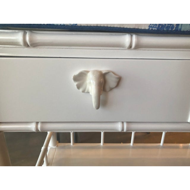 Chinoiserie Vintage Lilly Pulitzer Boys Faux Bamboo White Lacquered Baby Changing Table For Sale - Image 3 of 12