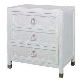 Atlas Raffia Three Drawer Nightstand For Sale