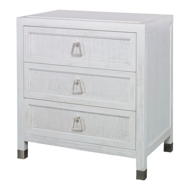 Atlas Raffia Three Drawer Nightstand For Sale
