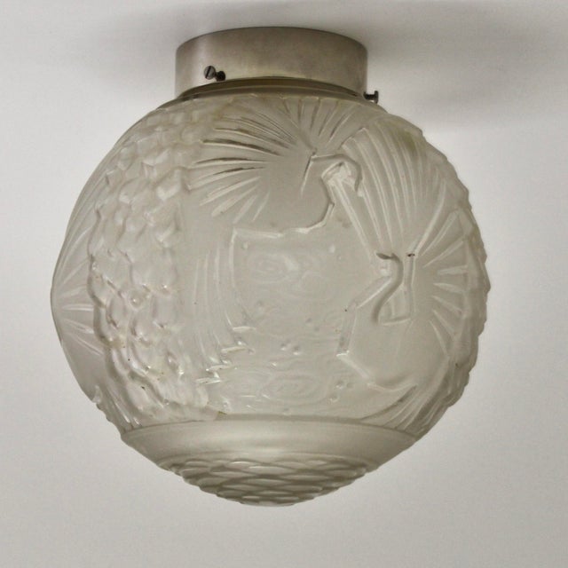 Large Art Deco French Ceiling Light from Muller Frères, 1920s For Sale - Image 6 of 7
