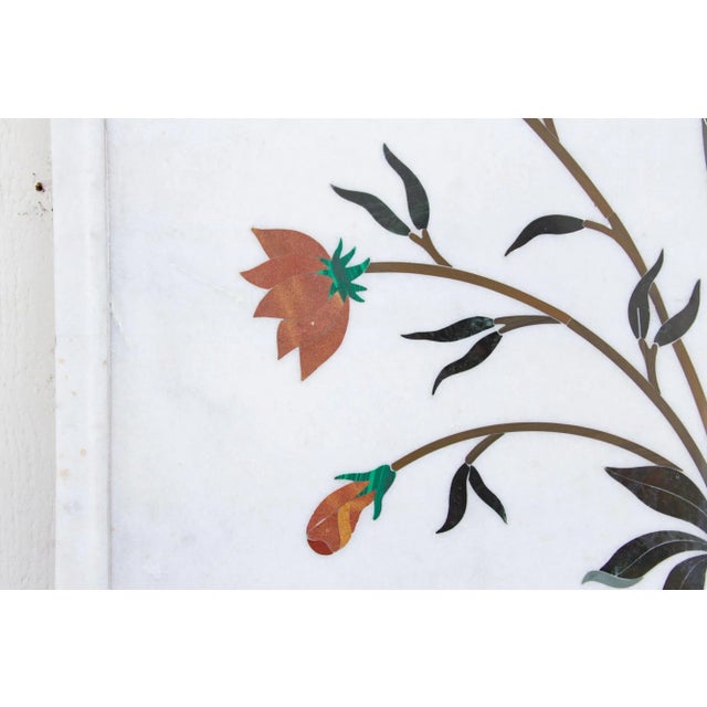 Marble Gemstone Inlay Campanula Wall Panel For Sale - Image 4 of 12
