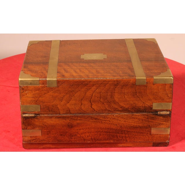 19th Century Walnut Marine Writing Desk with Hidden Compartment For Sale - Image 9 of 13