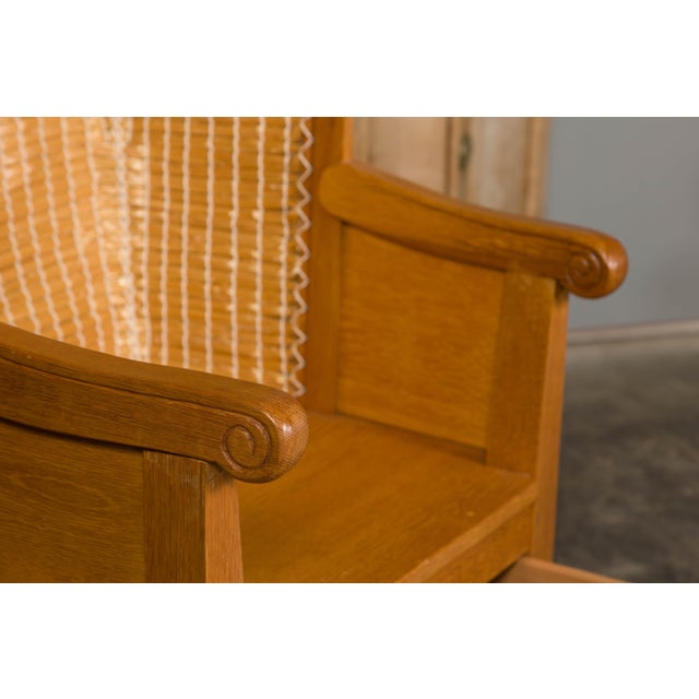 Mid-Century Modern Orkney Island Scottish Oak Wingback Chair with Two Drawers, Vintage For Sale - Image 3 of 12
