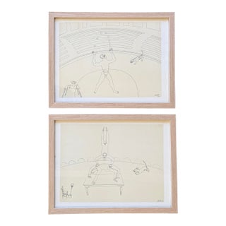 1960s Alexander Calder - 2 Framed Circus Drawings For Sale