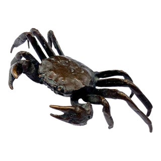 Japanese Okimono Style Bronze Crab For Sale