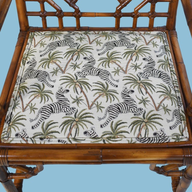 Wood Pair of Fretwork British Colonial Arm Chairs For Sale - Image 7 of 7