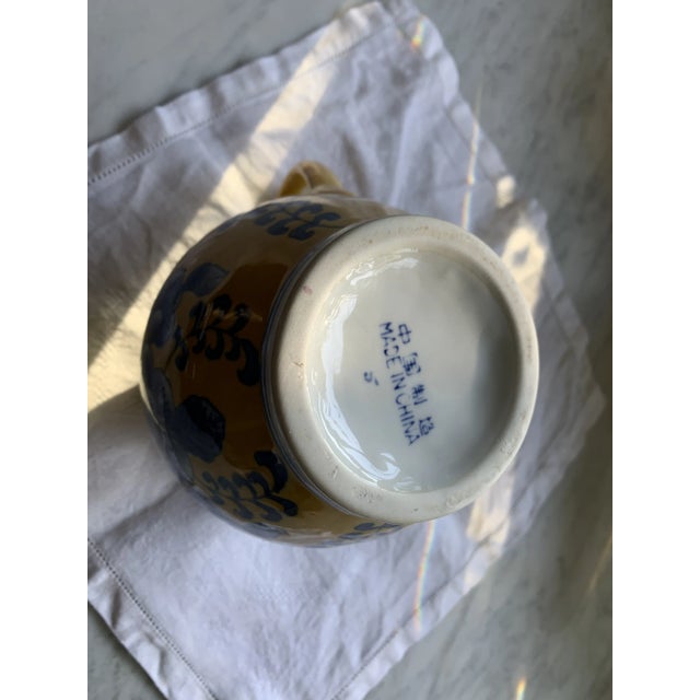 Vintage Blue and Yellow Chinoiserie Pitcher or Jug For Sale In Palm Springs - Image 6 of 7