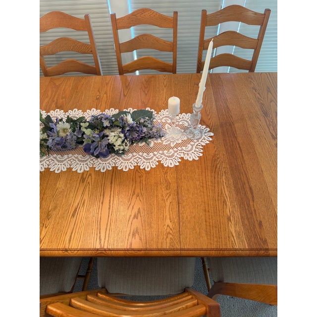 1990s 1990s Cherrico Solid Oak Expandable Dining Set With 10 Chairs For Sale - Image 5 of 12