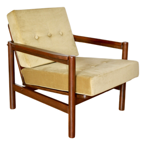 Vintage Armchair in Olive Lemon Velvet, 1970s