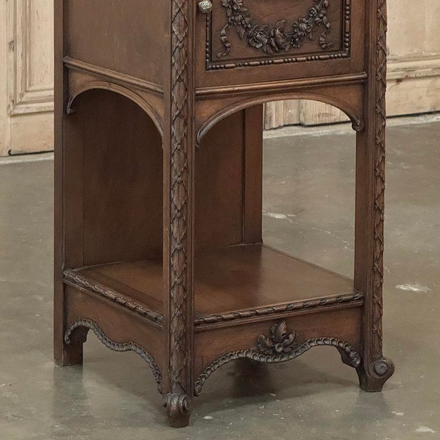 Wood 19th Century French Louis XVI Walnut Nightstand For Sale - Image 7 of 18