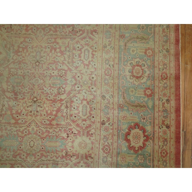 Early 20th Century Zabihi Collection Indian Amritsar Fine Pink Mint Green Rug - 11'2" x 14'2" For Sale - Image 4 of 10