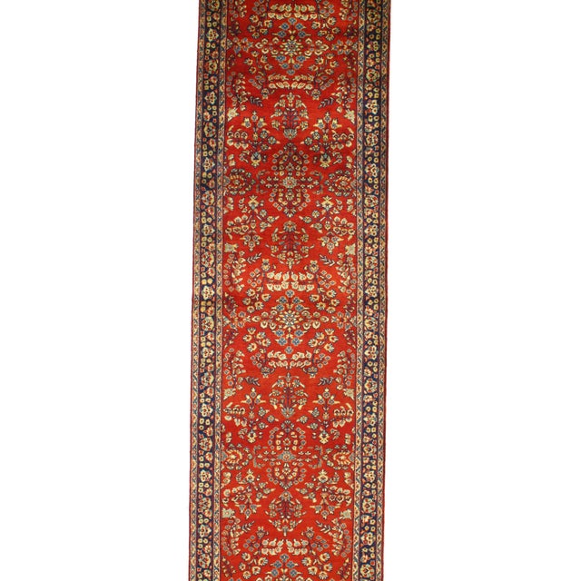 A hand-knotted Sarouk rug. Hand-spun lamb's wool rug with all natural dyes. This rug has a dense, soft pile, and excellent...