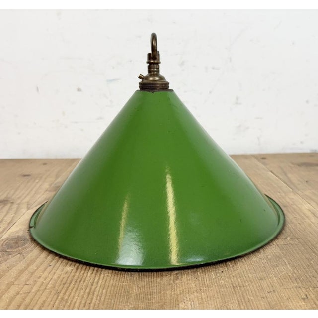 British Industrial Green Enamel Factory Pendant Lamp, 1950s For Sale - Image 13 of 17
