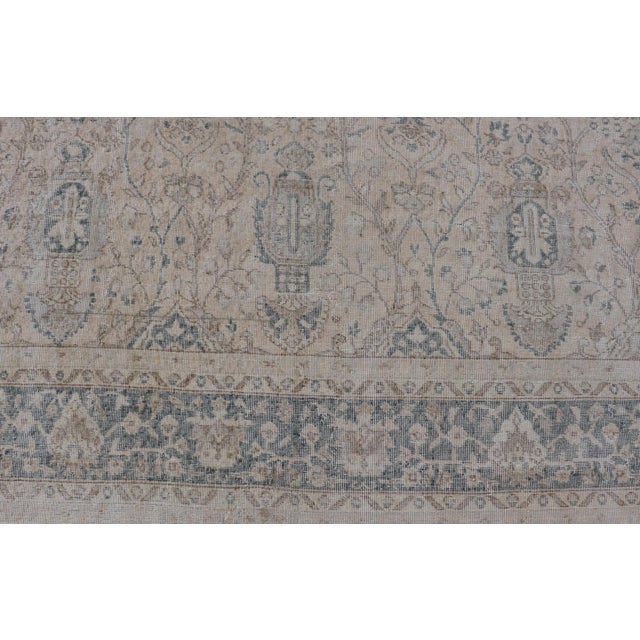 Vintage Turkish Oushak Rug, Distressed Floral Design, Cream & Blue 9'5 X 11'10 For Sale - Image 11 of 16