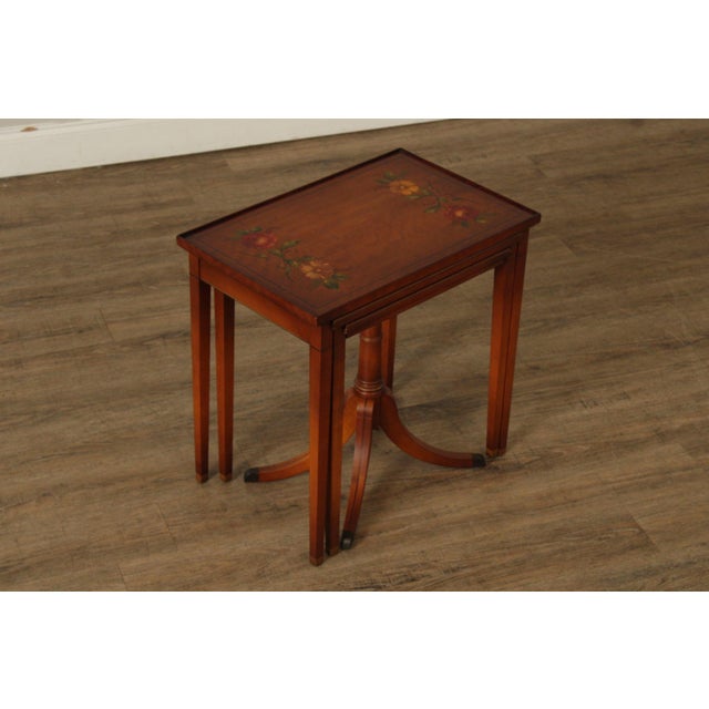1930's Imperial Furniture Edwardian Set of Three Satinwood Nesting Tables For Sale - Image 4 of 12