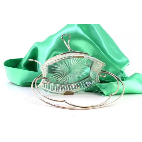 Silver and Glass Candy Box with Scrolls and Hollow Feet For Sale - Image 5 of 7