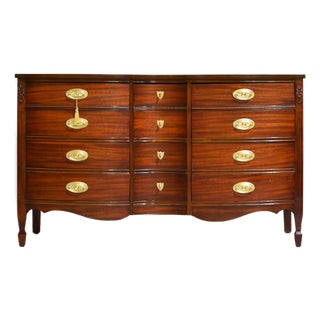 Mid Century Federal Style Mahogany Serpentine Triple Dresser by Dixie For Sale