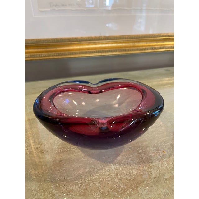Glass Large Vintage Murano Glass Murano Ashtray For Sale - Image 7 of 7