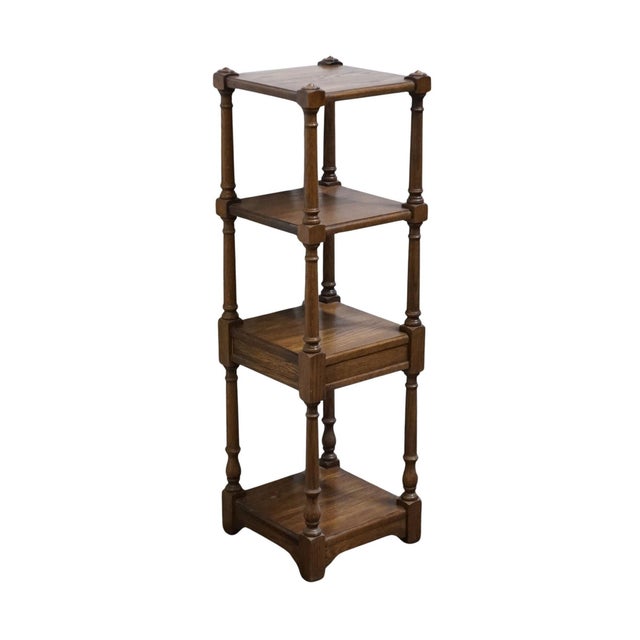PENNSYLVANIA HOUSE Solid Oak Rustic European Style 12" Square Tiered Shelf / Etagere 40" High 12" Wide 12" Deep We...