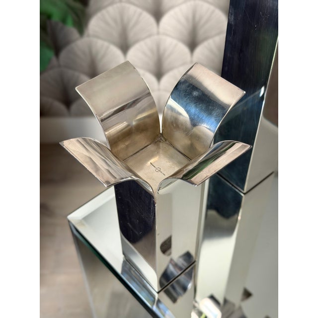 Vintage Mid-Century Modern Italian "Stele" Silver Vases/Candlestick Holders by Lino Sabattini For Sale - Image 9 of 17