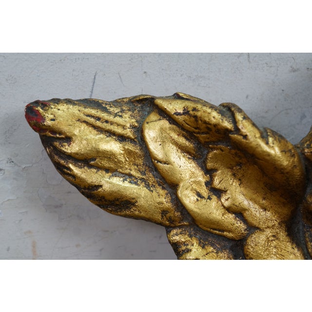 Vintage Baroque Rococo Gold Gilt Plaster Angel Cherub Putti Wall Bust Plaque 18" For Sale - Image 4 of 9