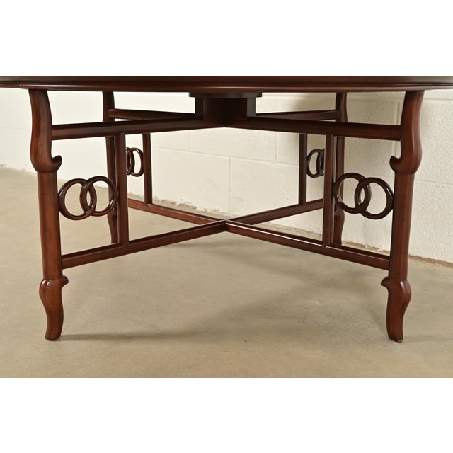 Michael Taylor for Baker Far East Collection Hollywood Regency Chinoiserie Burled Walnut Coffee Table, Newly Refinished For Sale In South Bend - Image 6 of 10