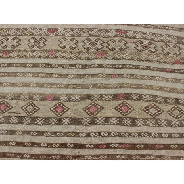 Vintage Turkish Kilim With Soft Taupe, Ivory, and Faded Pink Tribal Motifs For Sale - Image 11 of 13