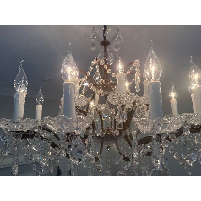2010s 19th C. Rococo Iron & Crystal Round Chandelier From Rh, Designed by Timothy Oulton With a Rustic Metal Frame and Cascading Cut Crystal. For Sale - Image 5 of 7
