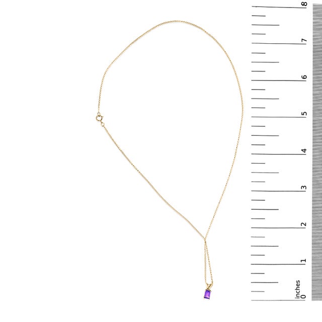 Early 21st Century 14K Yellow Gold 6x4MM Emerald Cut Purple Amethyst Solitaire Pendant Necklace For Sale - Image 5 of 5
