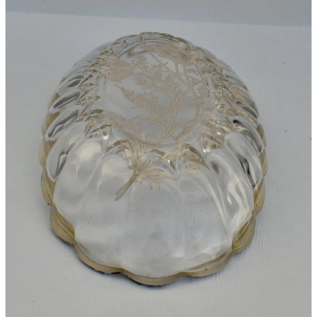 Mid 20th Century Floral Scalloped Edge Dish W/Silver Overlay For Sale - Image 10 of 13