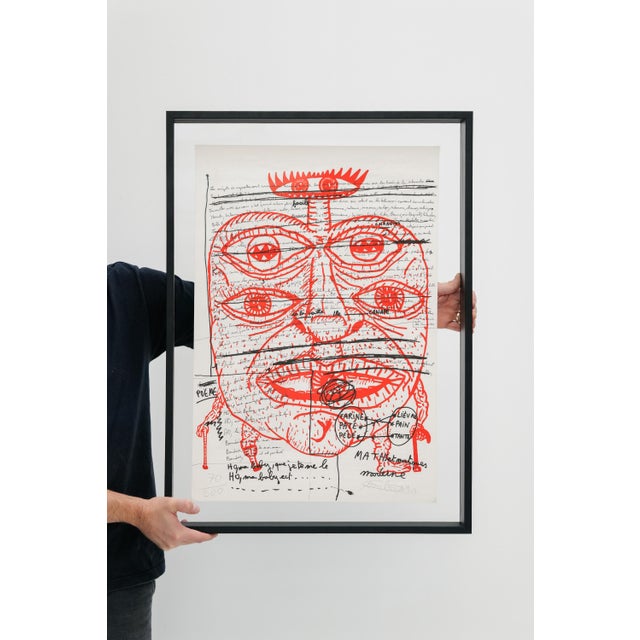1980s Robert Combas, Portrait of Fire, 1980s, Lithograph, Framed For Sale - Image 5 of 6