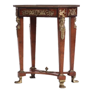 Figural Bronze Mounted French Empire Side Table With Drawer