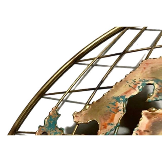 Iconic Curtis Jere World Globe Torch-Cut Brutalist Abstract Metal Art Brass Wall Sculpture, a Pair For Sale - Image 11 of 14
